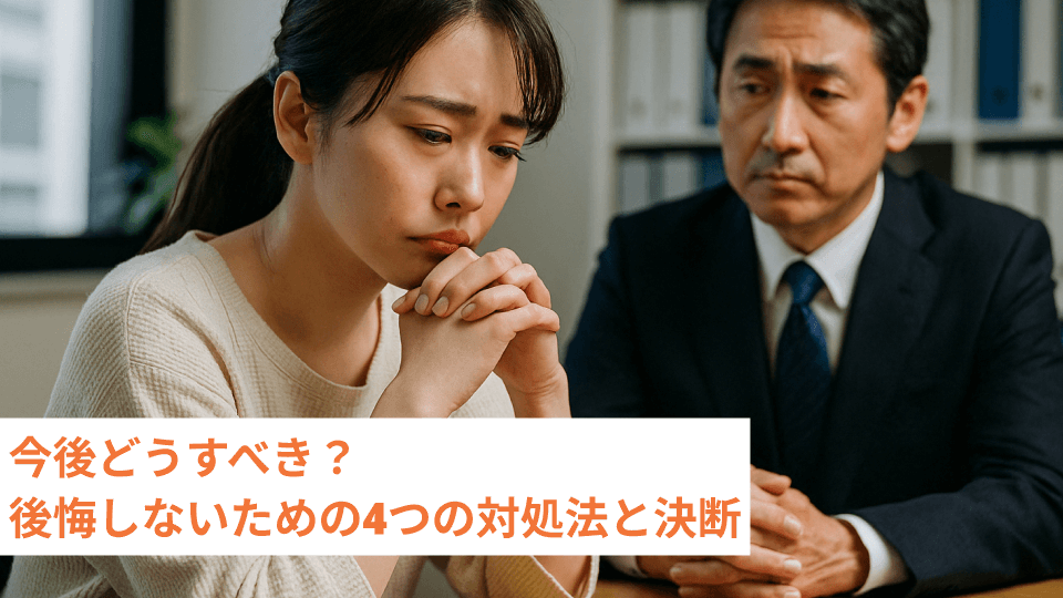 今後どうすべき？後悔しないための4つの対処法と決断