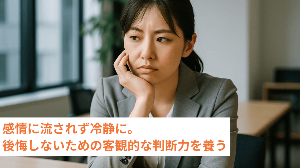 感情に流されず冷静に。後悔しないための客観的な判断力を養う