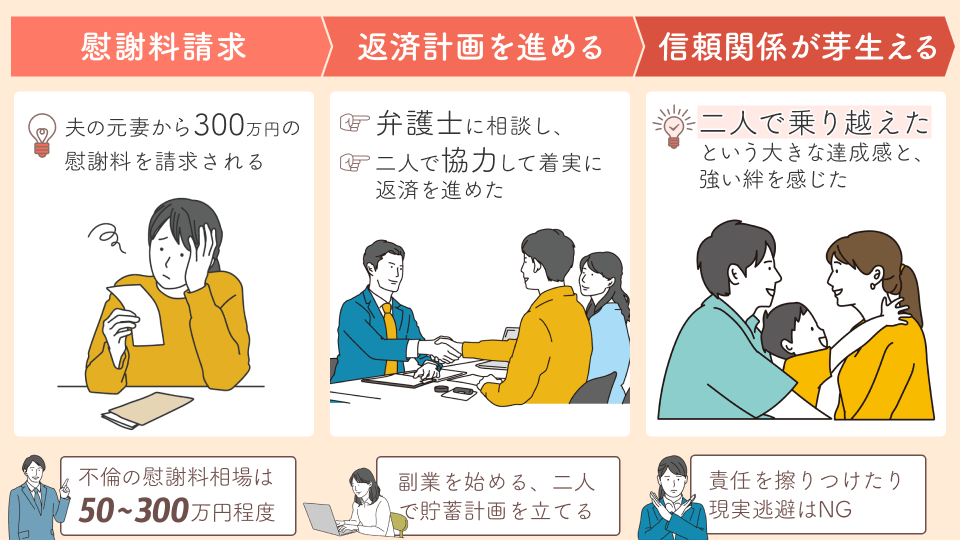 慰謝料問題を二人で解決し絆を深めたケース