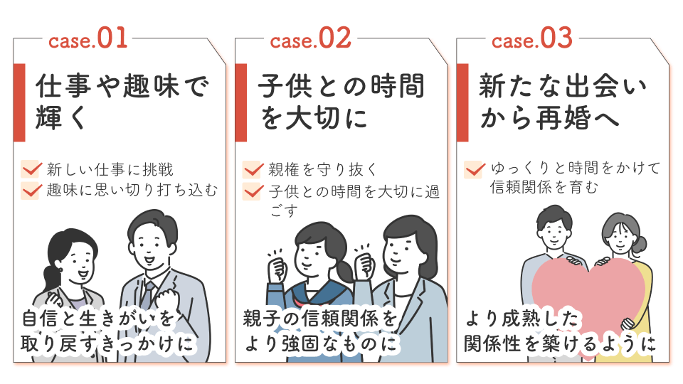 辛い経験を乗り越えて新しい幸せを見つけた例