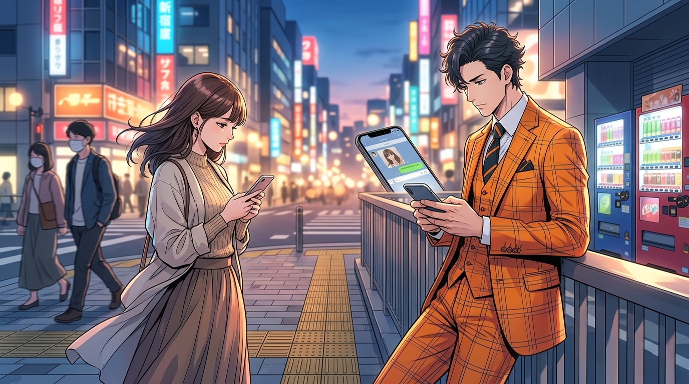 復縁を願いながらスマートフォンを手に物思いにふける20代〜30代の男女のイメージ写真。不安と少しの希望が感じられる雰囲気。]