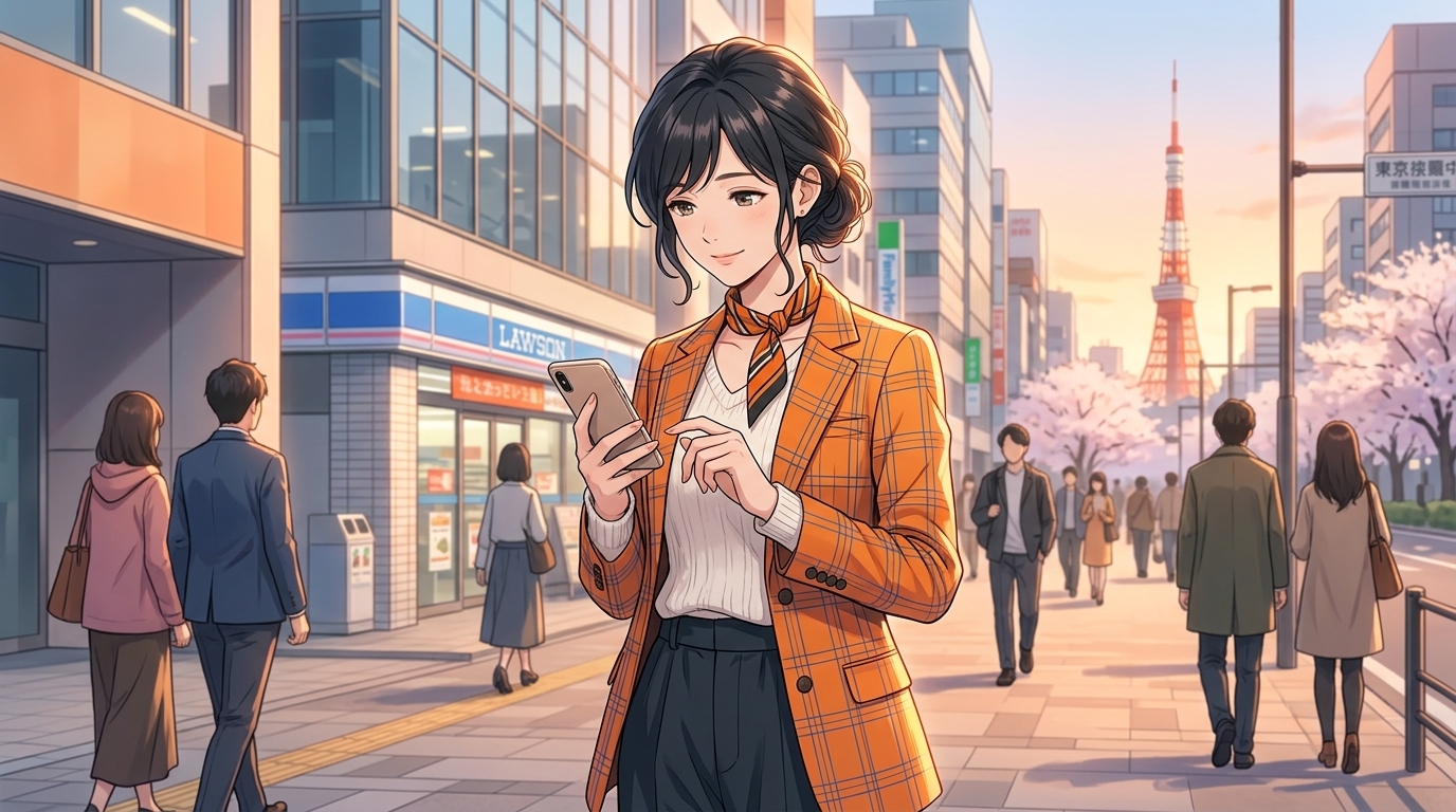 スマートフォンを見ながら穏やかに微笑んでいる女性の画像。冷却期間を経て心に余裕ができた様子を表現。]